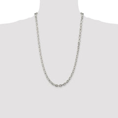Sterling Silver Rhodium-plated 5.4mm Beveled Oval Cable Chain - 5