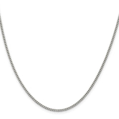 Sterling Silver Rhodium-plated 2mm Curb Chain