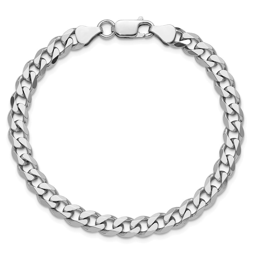 Sterling Silver Rhodium-plated 6.5mm Curb Chain - 9