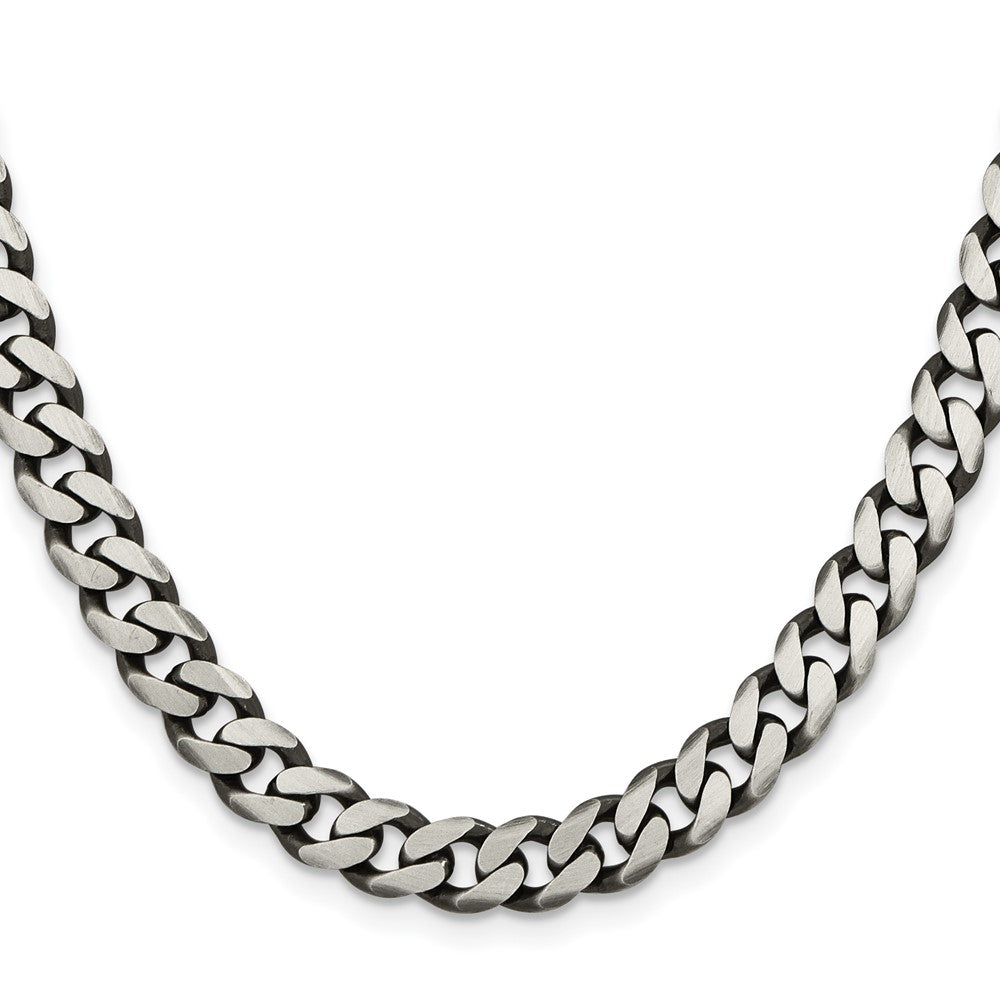 Sterling Silver Antiqued 7.5mm Curb Chain