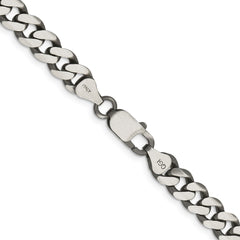 Sterling Silver Antiqued 7.5mm Curb Chain - 8
