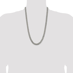 Sterling Silver Antiqued 7.5mm Curb Chain - 7