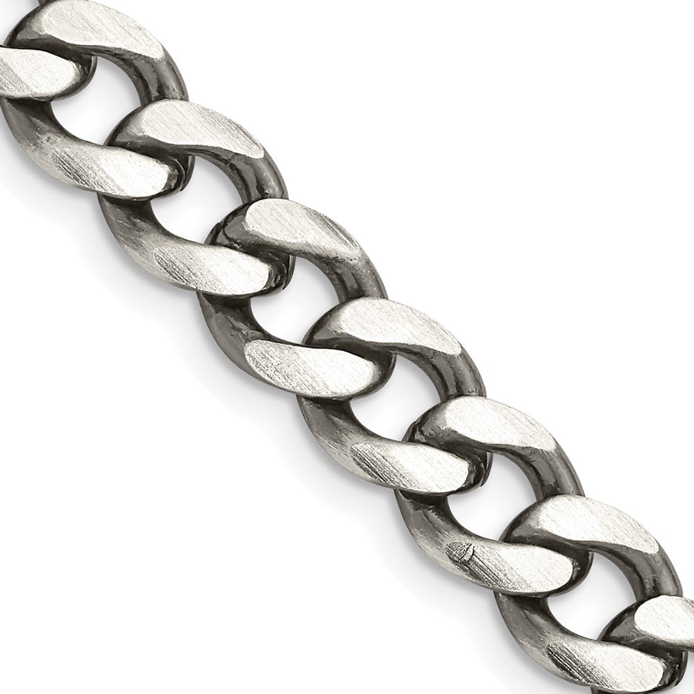 Sterling Silver Antiqued 7.5mm Curb Chain - 7