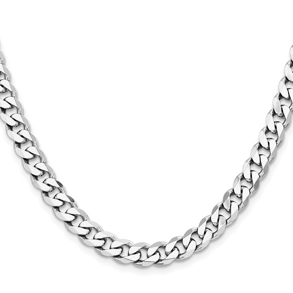 Sterling Silver Rhodium-plated 7.5mm Curb Chain