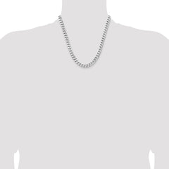 Sterling Silver Rhodium-plated 7.5mm Curb Chain - 6