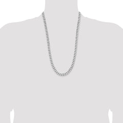 Sterling Silver Rhodium-plated 7.5mm Curb Chain - 8