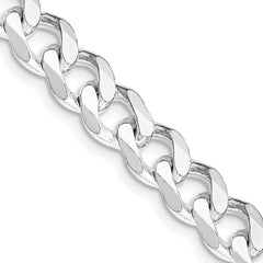 Sterling Silver Rhodium-plated 7.5mm Curb Chain - 6