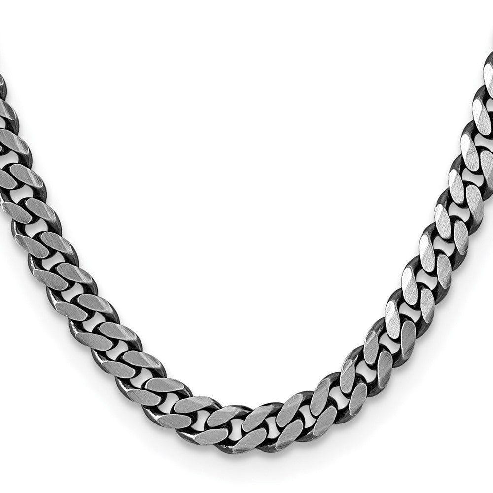 Sterling Silver Antiqued 8.3mm Curb Chain