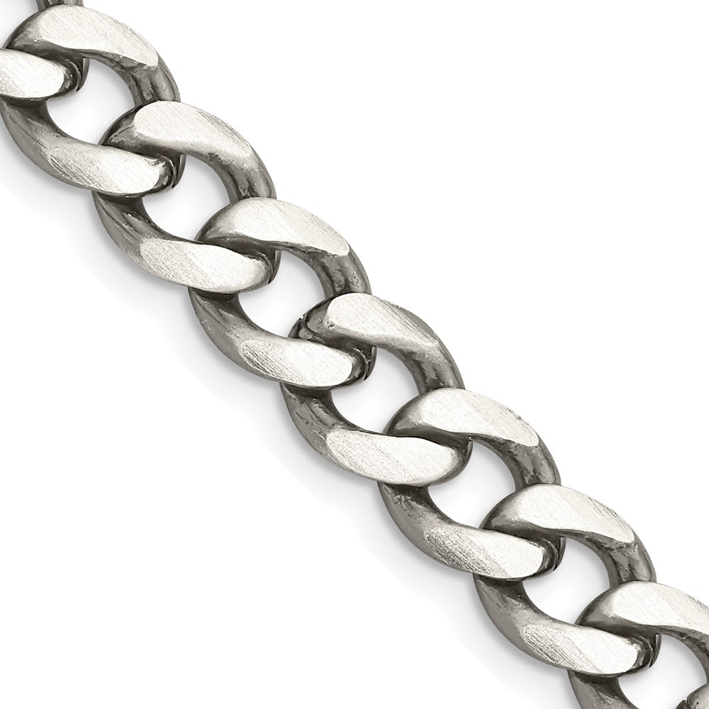 Sterling Silver Antiqued 8.3mm Curb Chain - 6