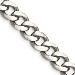 Sterling Silver Antiqued 8.3mm Curb Chain - 6