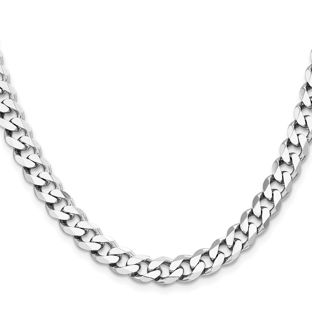 Sterling Silver Rhodium-plated 8.3mm Curb Chain