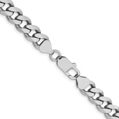 Sterling Silver Rhodium-plated 8.3mm Curb Chain