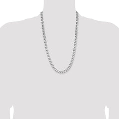 Sterling Silver Rhodium-plated 8.3mm Curb Chain