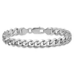 Sterling Silver Rhodium-plated 8.3mm Curb Chain - 6