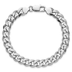 Sterling Silver Rhodium-plated 8.3mm Curb Chain - 6