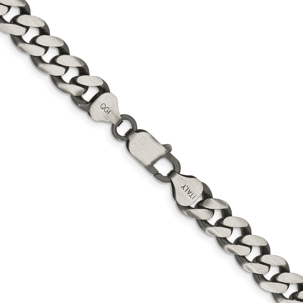 Sterling Silver Antiqued 9.3mm Curb Chain