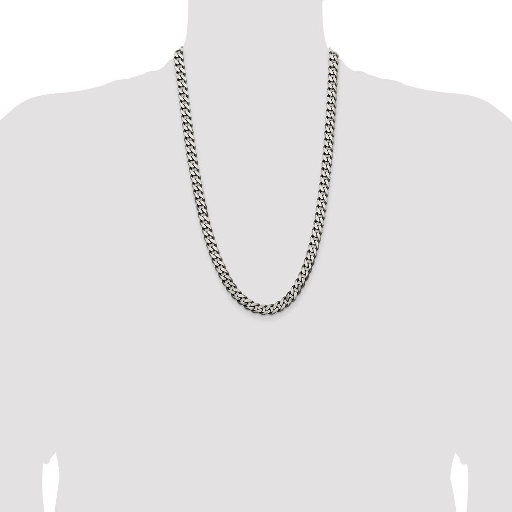 Sterling Silver Antiqued 9.3mm Curb Chain