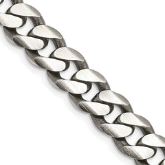 Sterling Silver Antiqued 9.3mm Curb Chain - 6