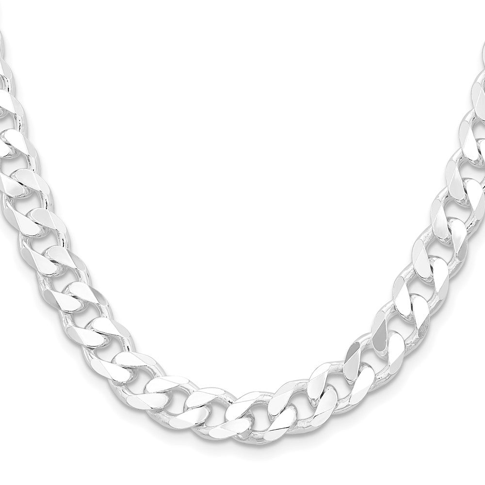 Sterling Silver Rhodium-plated 9.3mm Curb Chain