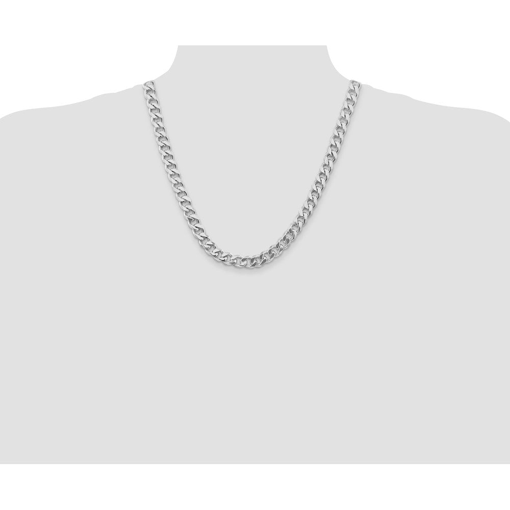 Sterling Silver Rhodium-plated 9.3mm Curb Chain