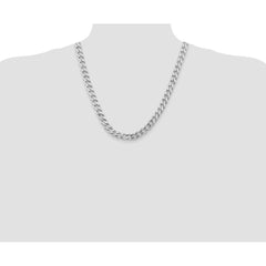 Sterling Silver Rhodium-plated 9.3mm Curb Chain