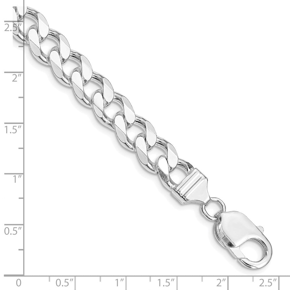 Sterling Silver Rhodium-plated 9.3mm Curb Chain