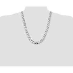 Sterling Silver Rhodium-plated 13mm Curb Chain