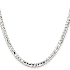 Sterling Silver Rhodium-plated 4.5mm Concave Beveled Curb Chain - 9