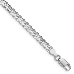 Sterling Silver Rhodium-plated 4.5mm Concave Beveled Curb Chain - 10