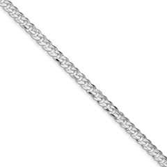 Sterling Silver Rhodium-plated 4.5mm Concave Beveled Curb Chain - 9