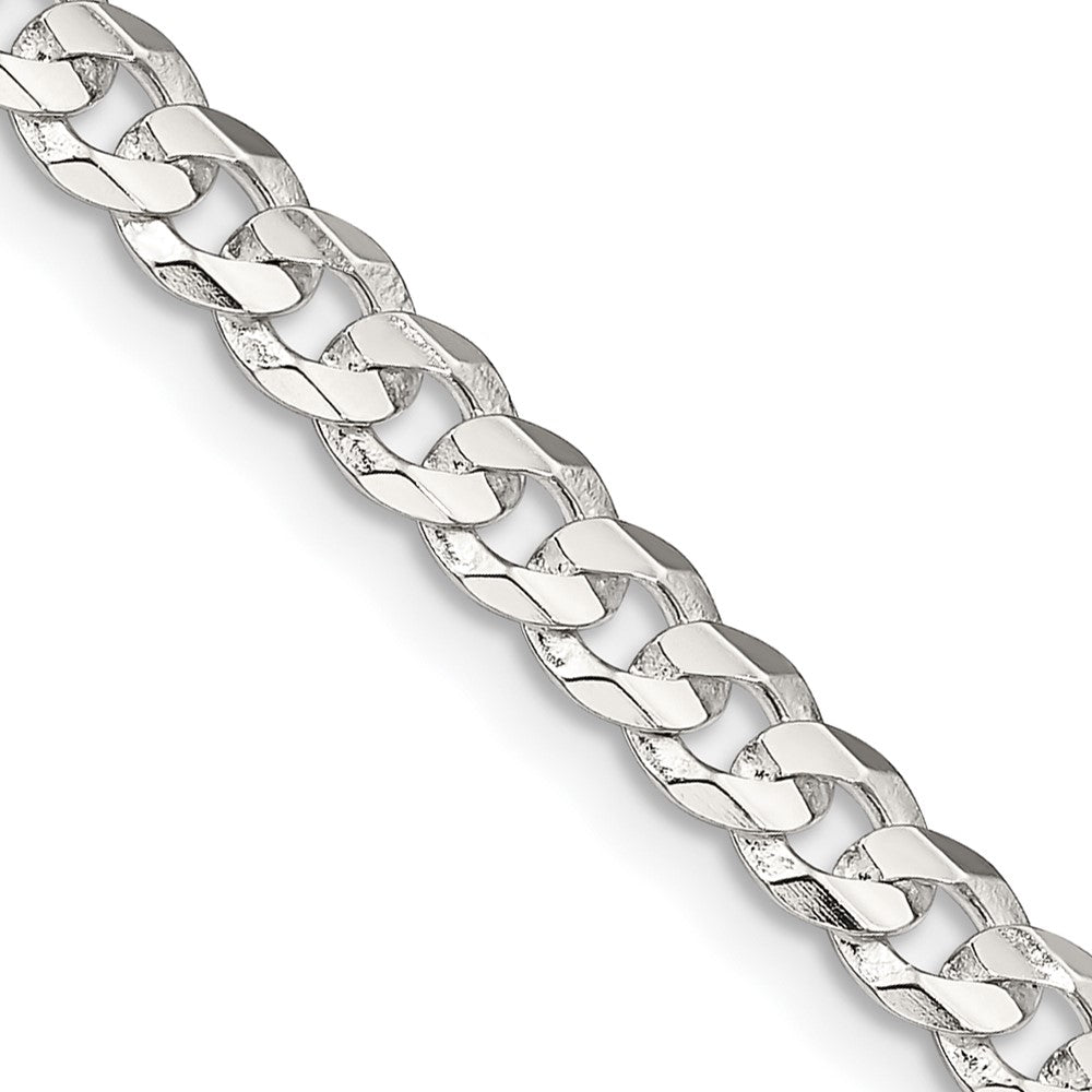 Sterling Silver 4.5mm Concave Beveled Curb Chain - 7