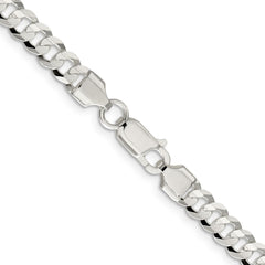 Sterling Silver 5.65mm Concave Beveled Curb Chain - 10