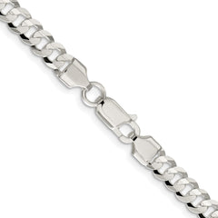 Sterling Silver Rhodium-plated 5.65mm Concave Beveled Curb Chain - 9
