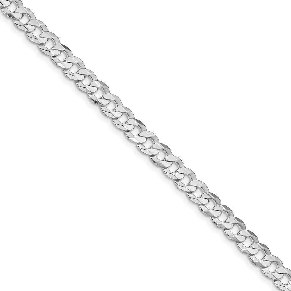 Sterling Silver Rhodium-plated 5.65mm Concave Beveled Curb Chain - 8
