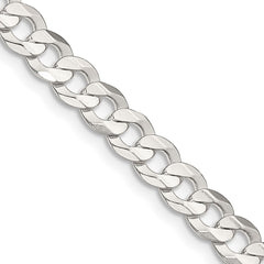 Sterling Silver 5.65mm Concave Beveled Curb Chain - 9