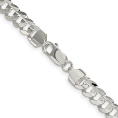 Sterling Silver 6.75mm Concave Beveled Curb Chain - 7