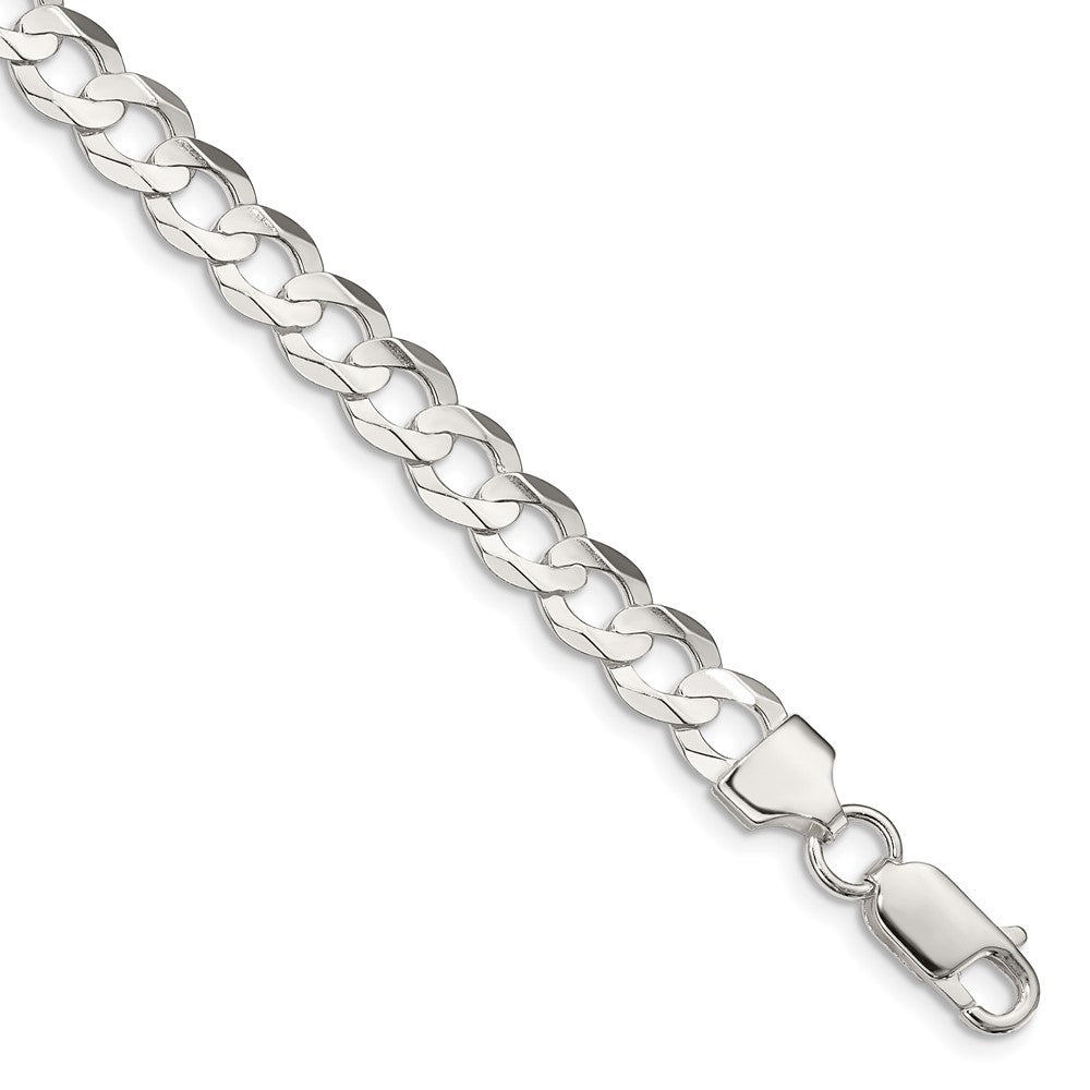 Sterling Silver 6.75mm Concave Beveled Curb Chain - 9