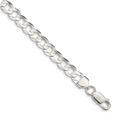 Sterling Silver 6.75mm Concave Beveled Curb Chain - 9