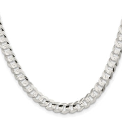 Sterling Silver Rhodium-plated 6.75mm Concave Beveled Curb Chain - 9