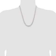Sterling Silver Rhodium-plated 6.75mm Concave Beveled Curb Chain - 4