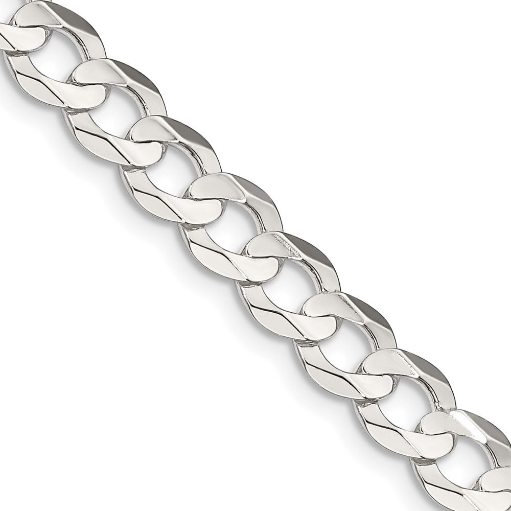 Sterling Silver 6.75mm Concave Beveled Curb Chain - 7
