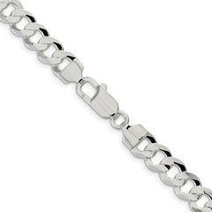 Sterling Silver 7.8mm Concave Beveled Curb Chain - 10