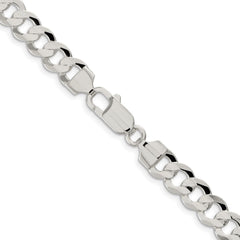 Sterling Silver Rhodium-plated 7.8mm Concave Beveled Curb Chain - 3