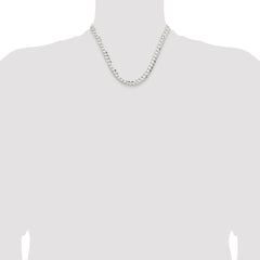 Sterling Silver Rhodium-plated 7.8mm Concave Beveled Curb Chain