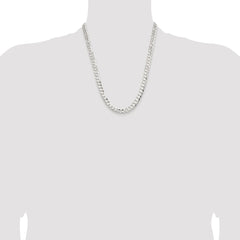 Sterling Silver Rhodium-plated 7.8mm Concave Beveled Curb Chain - 2