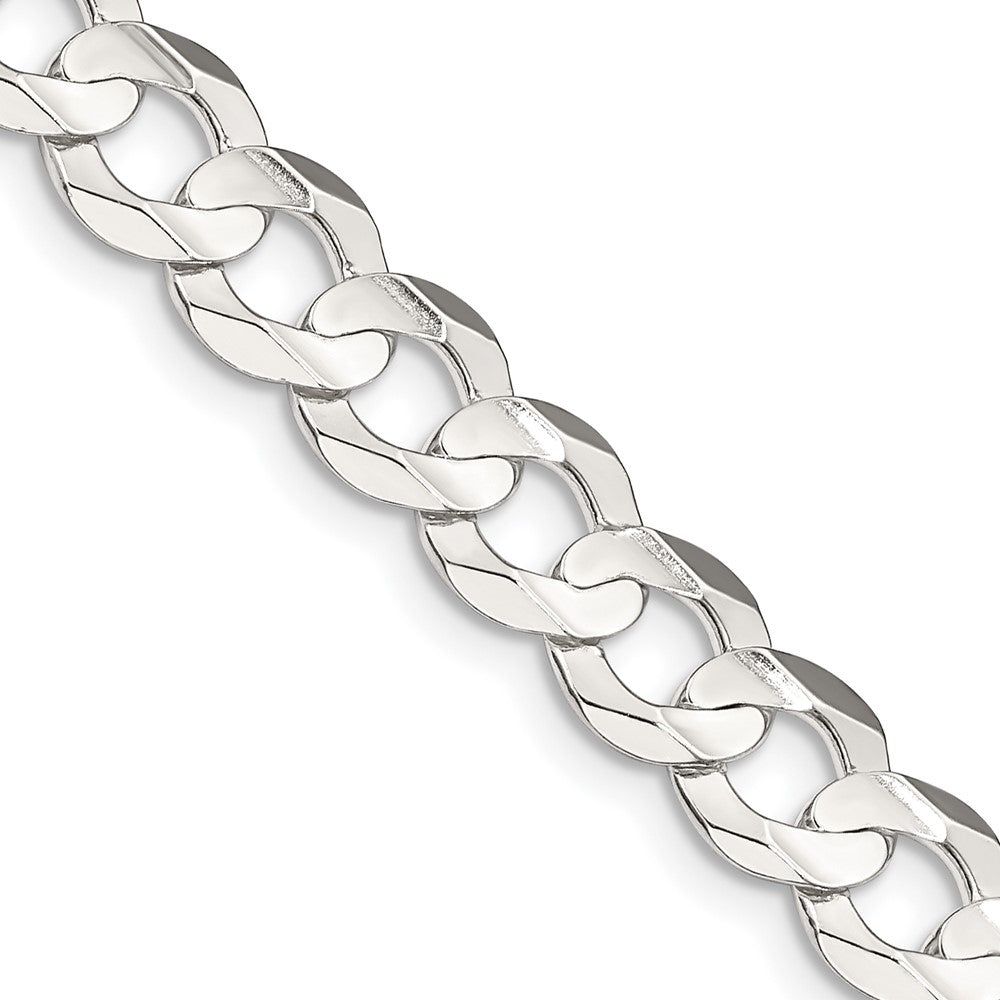 Sterling Silver 7.8mm Concave Beveled Curb Chain - 10