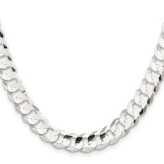 Sterling Silver 9.75mm Concave Beveled Curb Chain - 8