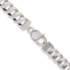 Sterling Silver 9.75mm Concave Beveled Curb Chain - 7