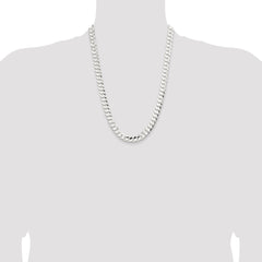 Sterling Silver 9.75mm Concave Beveled Curb Chain - 7