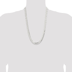 Sterling Silver 9.75mm Concave Beveled Curb Chain